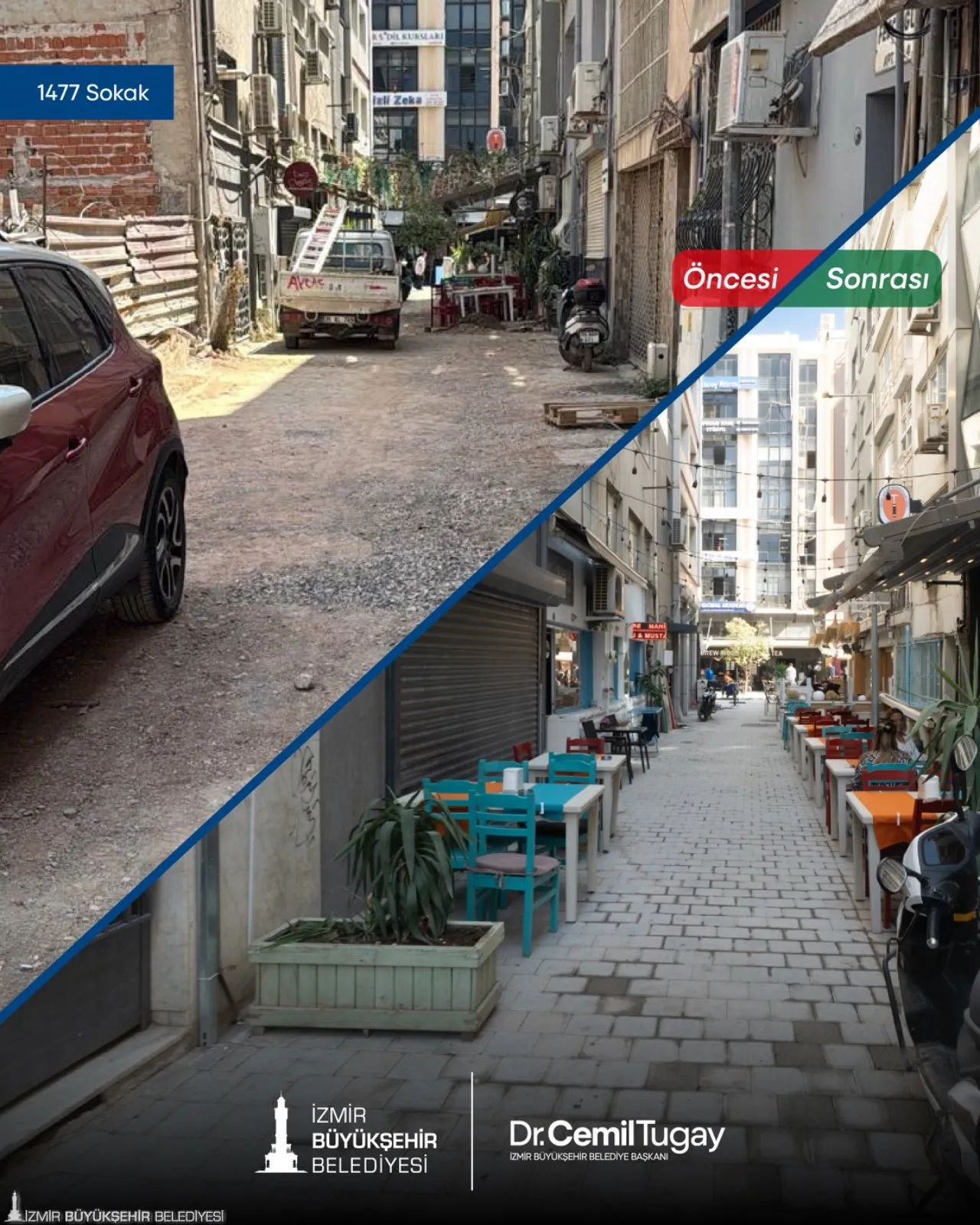 Altyapı çalışmalarının tamamlandığı Kıbrıs Şehitleri Caddesi ile 1476/1 Sokak kesişiminden başlayan çalışmalar kapsamında, caddenin zemini tamamen yenileniyor.