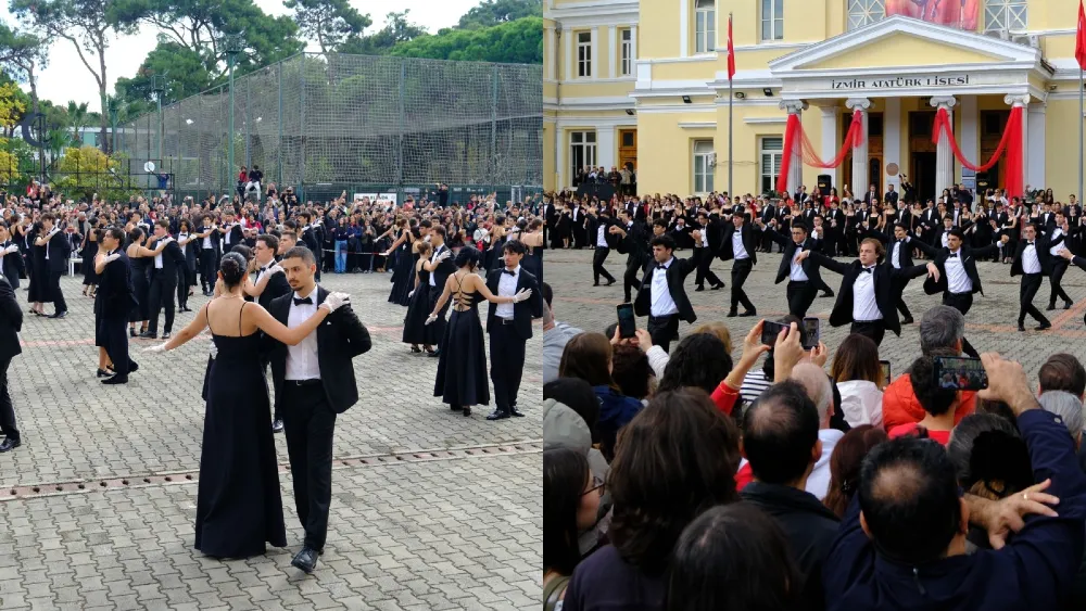 İzmir Atatürk Lisesi öğrencilerinden Cumhuriyet Bayramı gösterisi: Önce vals, sonra zeybek